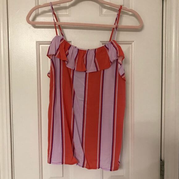 OLD NAVY • Purple Orange Ruffle Stripe Cami Tank Top - Picture 2 of 5